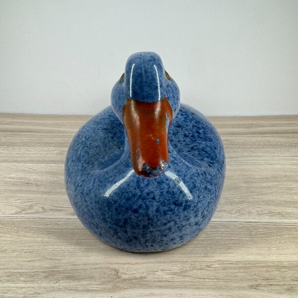 Calico China Blue Speckled Duck Figurine Vintage Ceramic Home Decor - Picture 5 of 12
